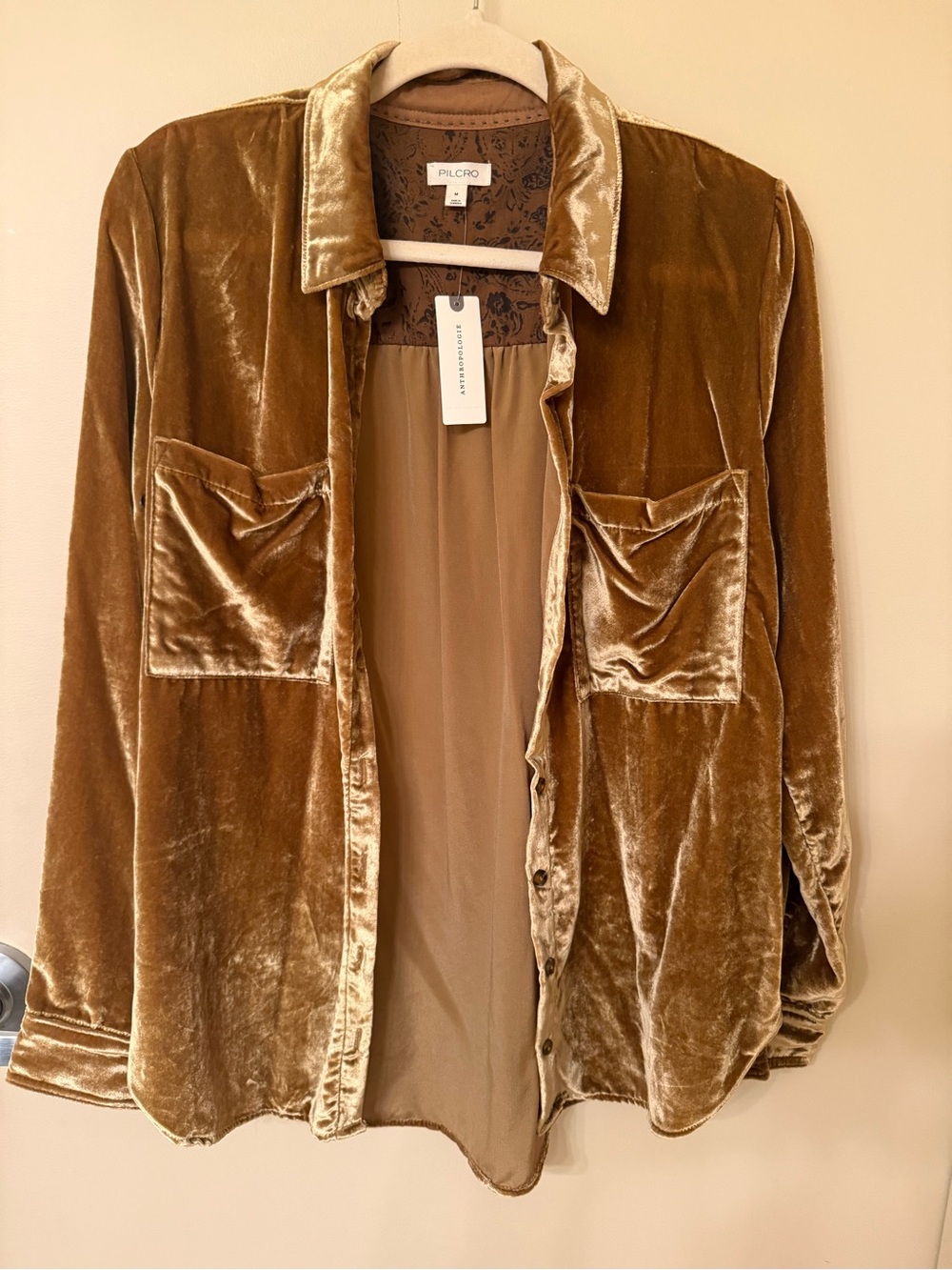NWT Pilco by Anthropologie Velvet Buttondown Size M